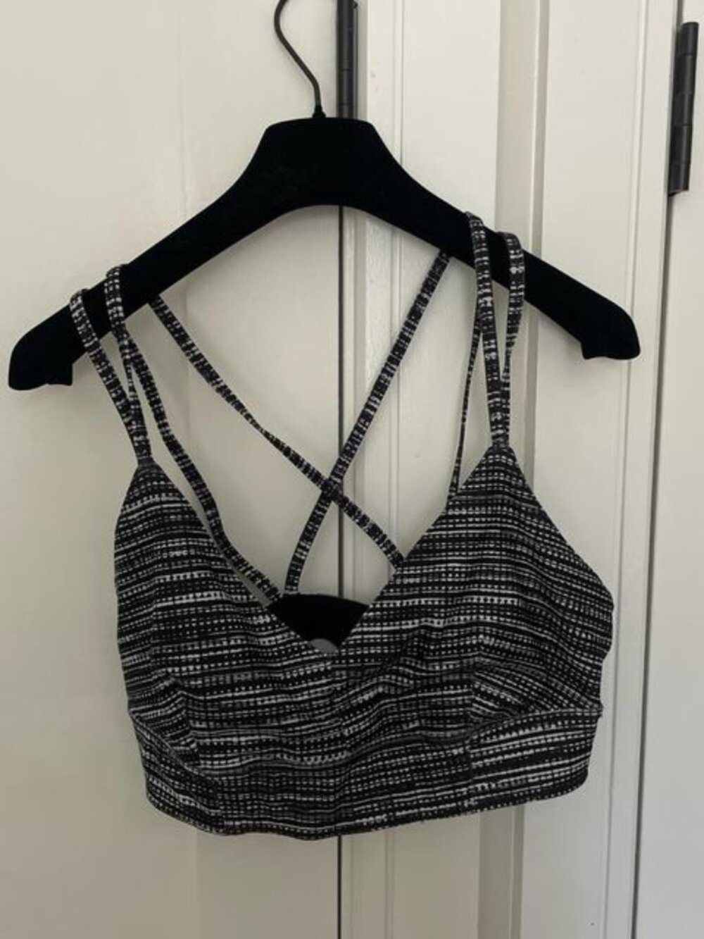 Black and white sports bra